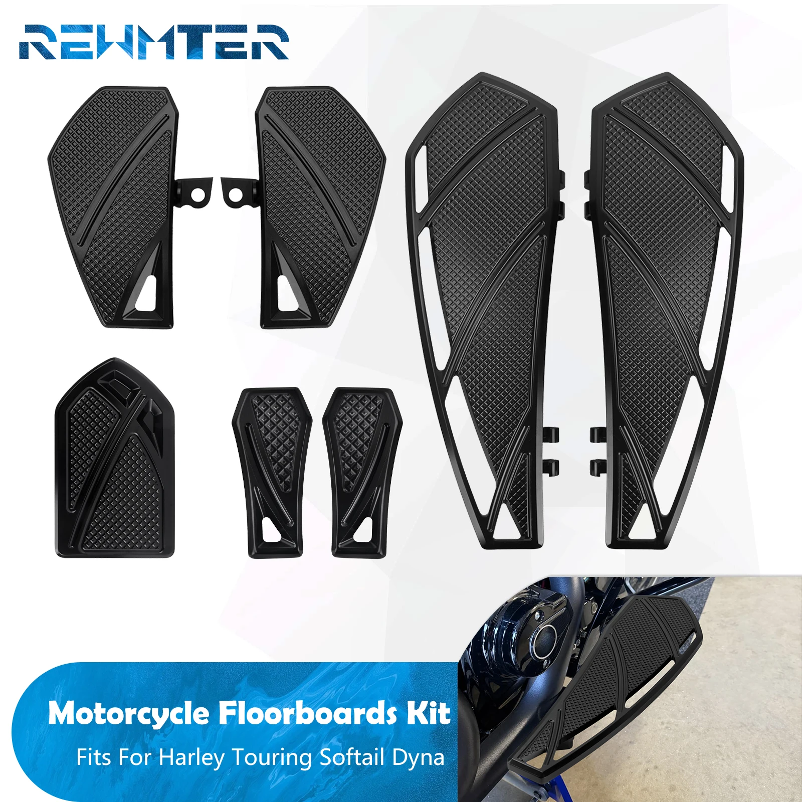 

Motorcycle Floorboards Footrest Brake Pedal Kit Driver Passenger Foot Pegs For Harley 1984-UP Touring Street Glide Softail Dyna