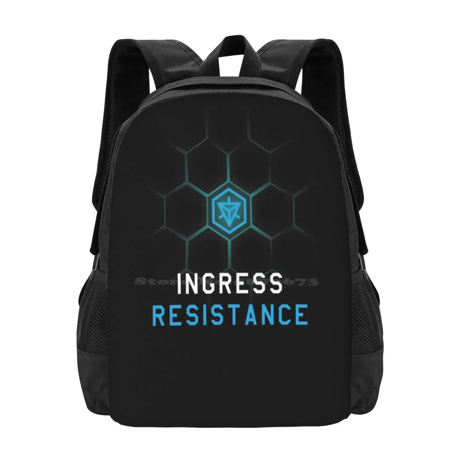 

Ingress - Resistance Faction (Hexagon Design) Hot Sale Schoolbag Backpack Fashion Bags Ingress Resistance Blue Black Faction Ar