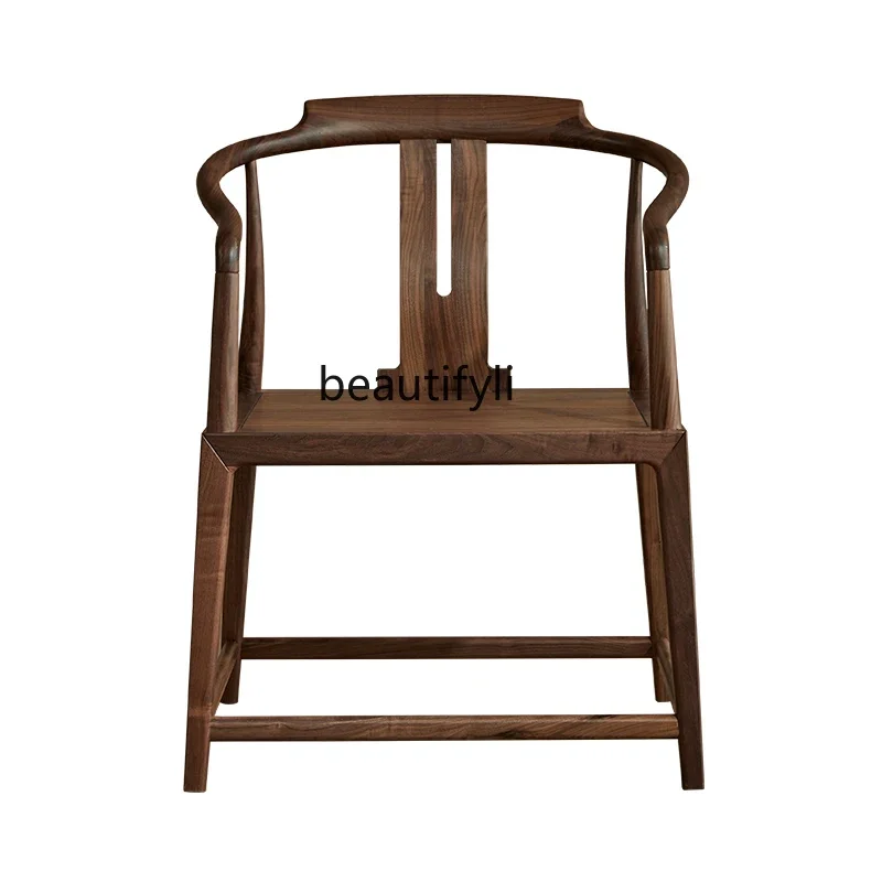 

Chinese Master Tea Chair Backrest Dining Chair North American Black Walnut Taishi Solid Wood Chair