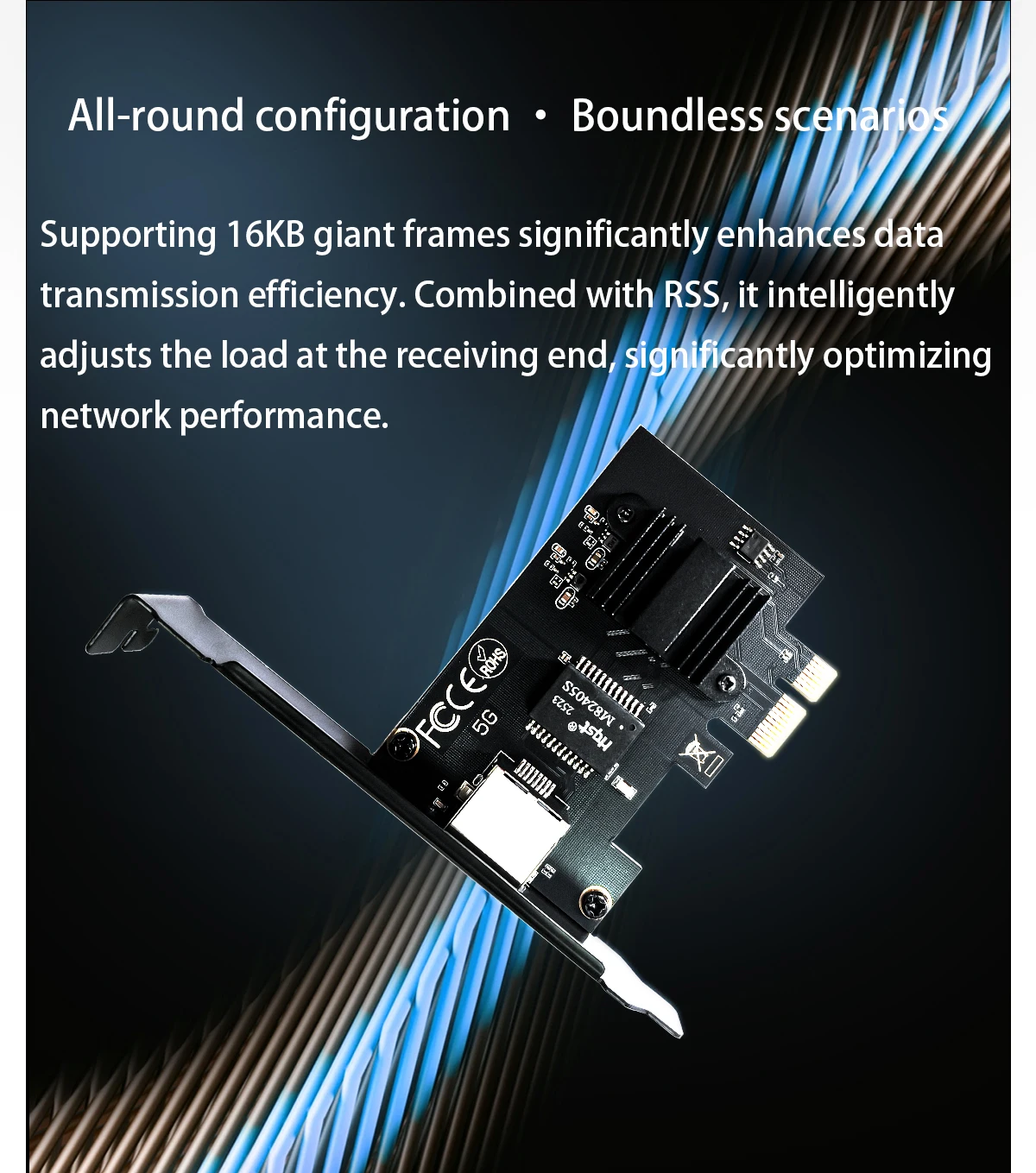 بطاقة إيثرنت سلكية XikeStor 5Gbps PCIe، NIC مع دعامة منخفضة المستوى، منفذ 5G RJ45 للكمبيوتر المكتبي/خادم Windows Linux