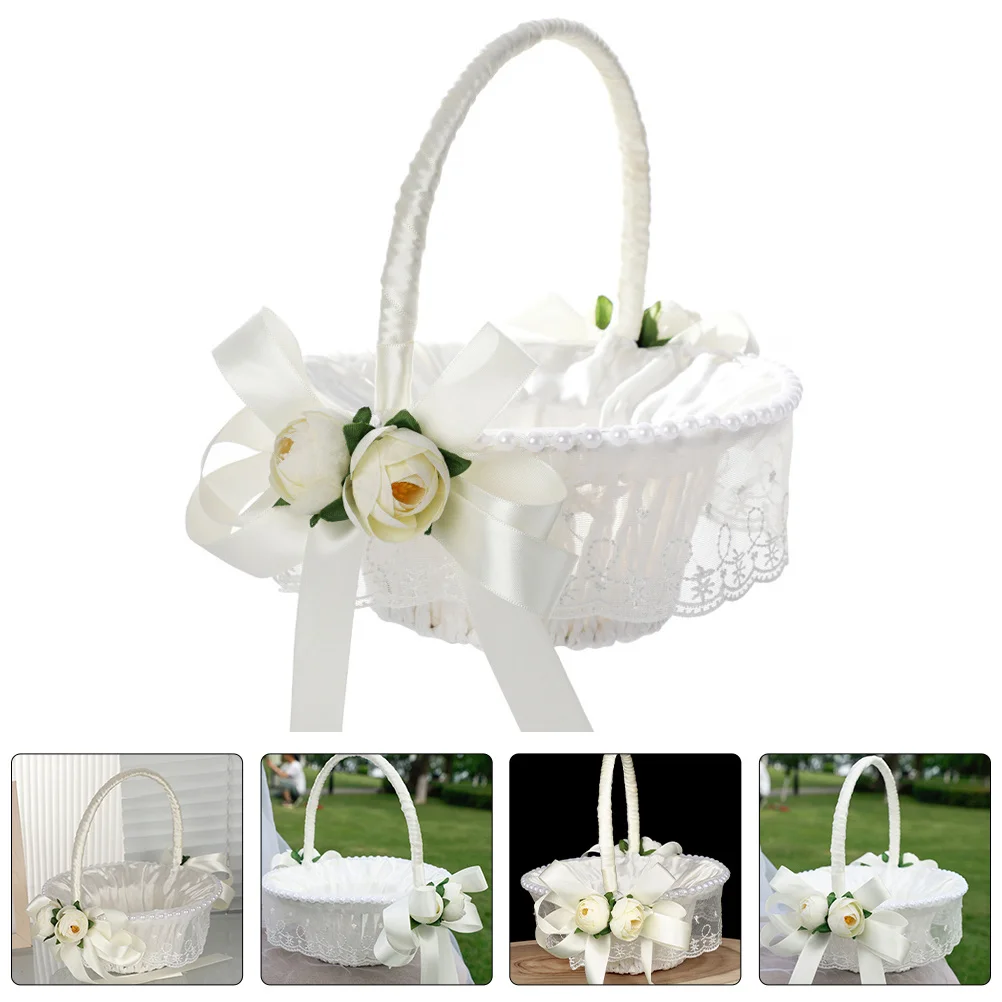 

Delicate Woven Basket Flower Basket Rustic Design Wedding Party Favor Gift Candy Holder Easter Decoration