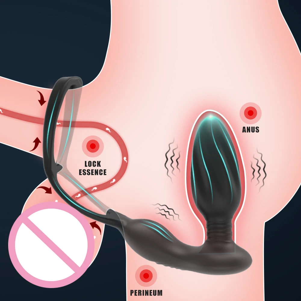 Вибратор с дистанционным управлением, Анальная пробка для мужчин, анальная пробка, мужской массажер простаты с двойным кольцом для пениса, секс-игрушка для мужчин
