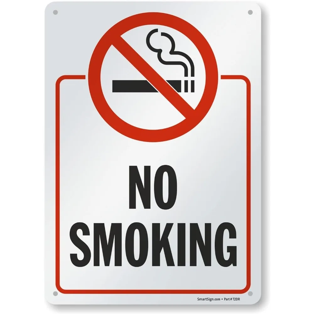2026**No Smoking Metal Sign with Symbol | Iron Material Red Black White Warning Decor for Office Shop Indoor Outdoor
