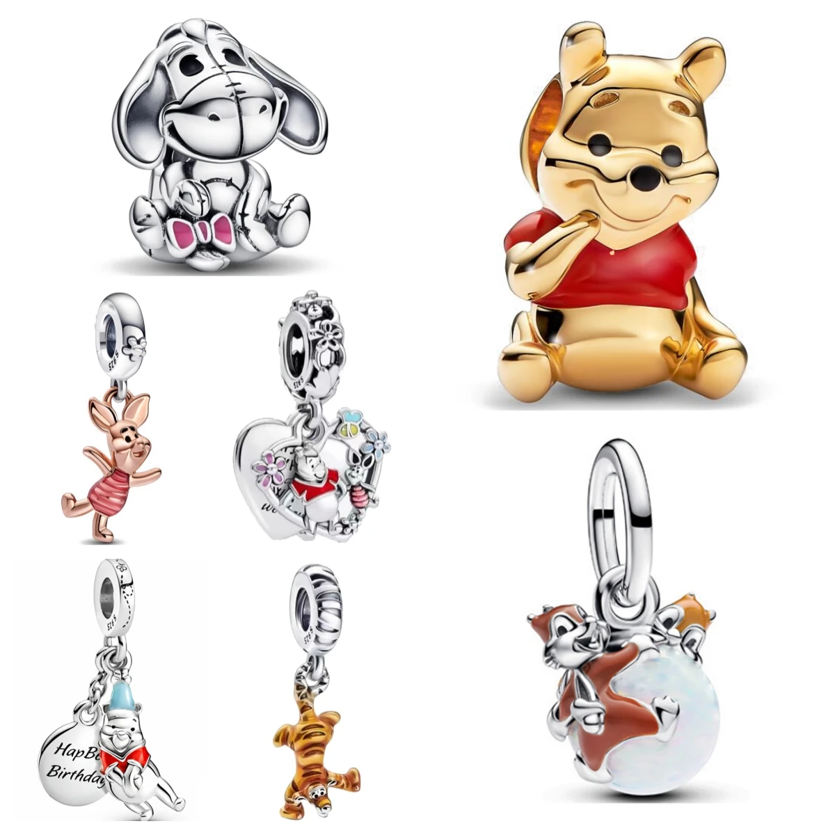 

Disney Winnie the Pooh Charms Silver 925 Original Bead Fit Bracelet Eeyore Piglet Tigger Beads Charm For Women DIY Jewelry