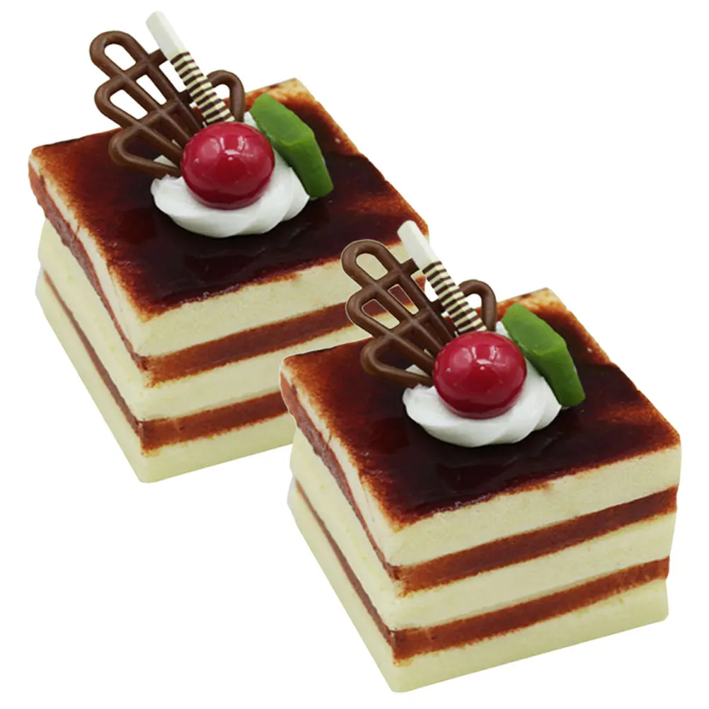 

2pcs Realistic Artificial Fake Simulation Household Decor Kitchen Bakery Wedding Party Prop Lifelike Faux Cake Desktop