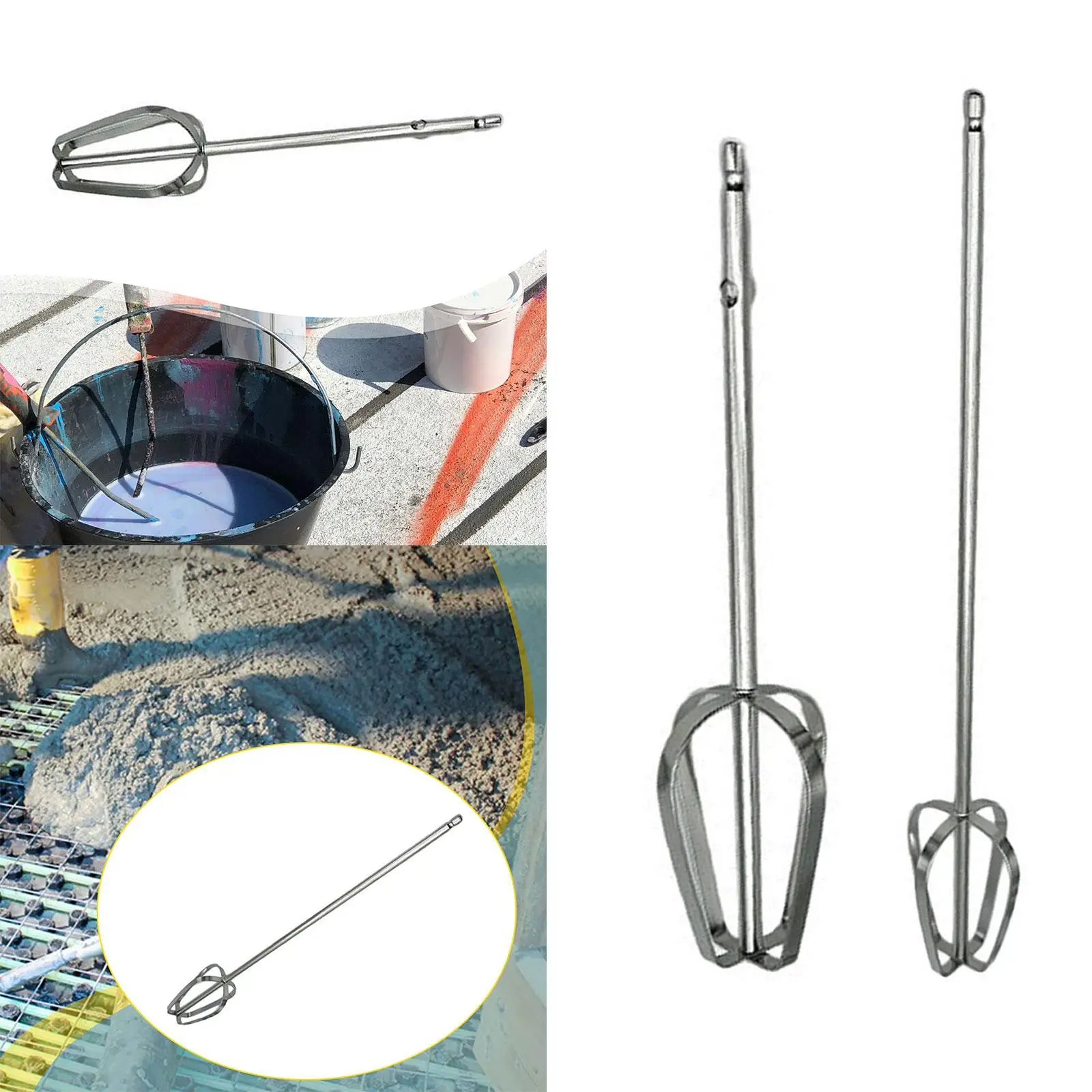 Paint Mixing Rod Concrete Cement Stirrer Attachment Stainless Steel for Electric Drill Mixing Epoxy Latex for Garden Work