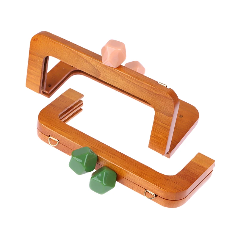 Classic Big Ball Clasp Solid Wood Material Wooden Purse Frame Screws Inside Wood Bag Handle Frame Purse Accessories