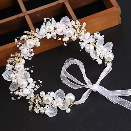 

NBFENFA Bridal Hair Accessories From Europe and America,Handcrafted Pearl Crystal Headbands,Hairpins,Wedding Dresses Accessories