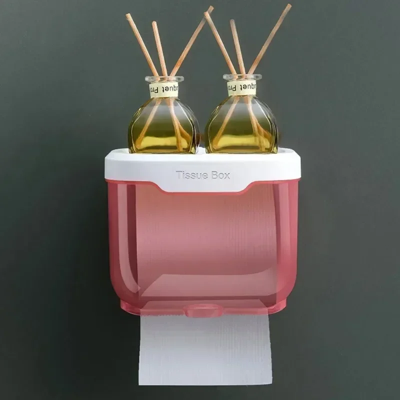 Porta carta igienica a parete Scatola per fazzoletti impermeabile con ripiano Organizzatore per bagno Dispenser multiuso per cucina