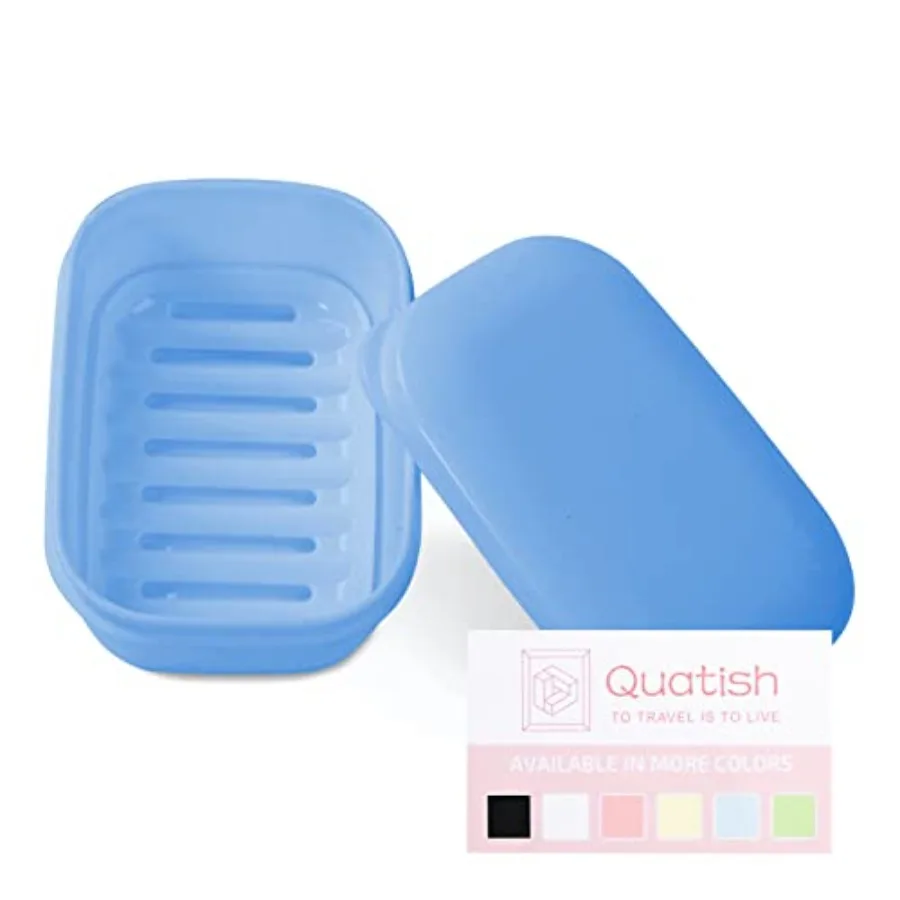 

Leakproof Soap Dish with Lid and Draining Layer, Shatterproof Travel Bar Soap Holder Case Container, Portable Travel Size Toile