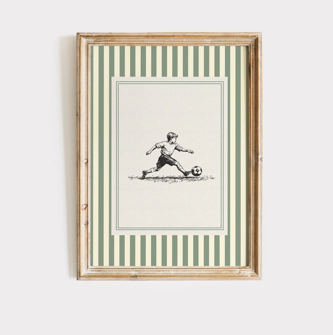 Vintage Sketch Soccer Boy Nursery Print – Kids Sports Art, Soccer Wall Art, Children's Room Decor, Minimalist Sports Poster, Gre