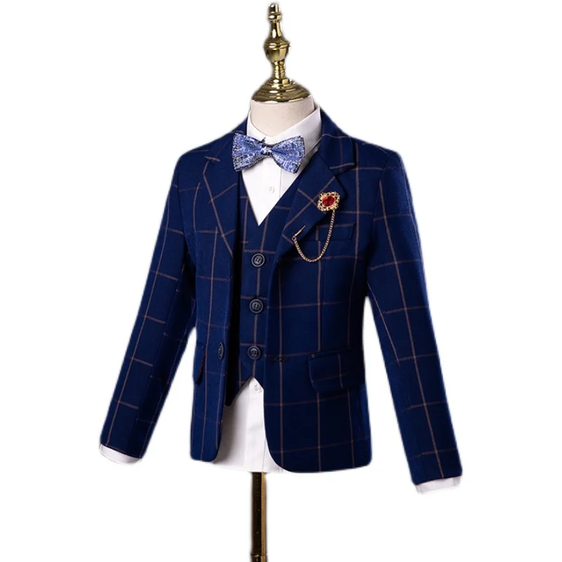 Flower Boys Wedding Suit Children Birhtday Photograph Dress Kids Fromal Blazer Set School Child Graduation Performance Costume