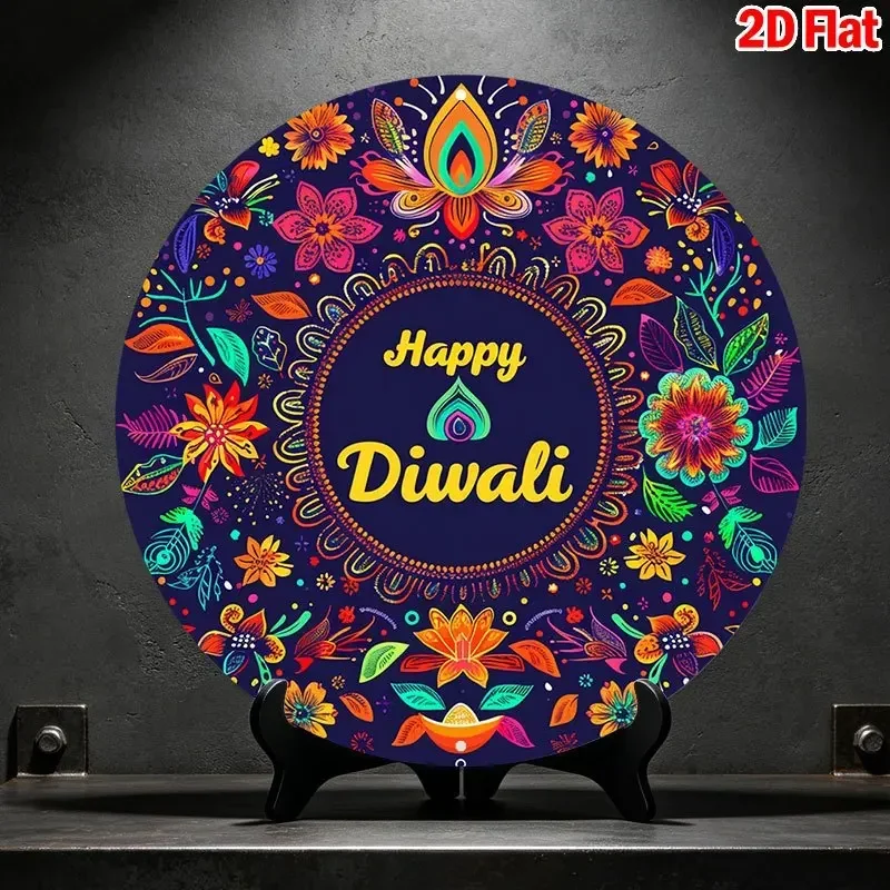 CIFbuy Festive Diwali Floral Mandala Aluminum Wall Art Waterproof Wear Resistant Metal Sign Home Decor for Living Room Bedroom