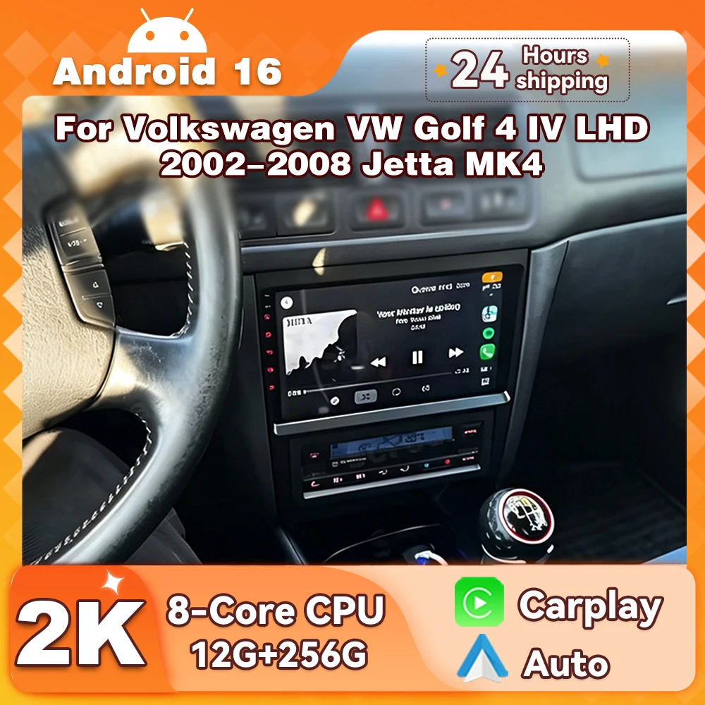 Car Radio Android 16 For Volkswagen VW Golf 4 IV LHD 2002-2008 Jetta MK4 CarPlay Auto Multimedia Player GPS Navigation Head Unit