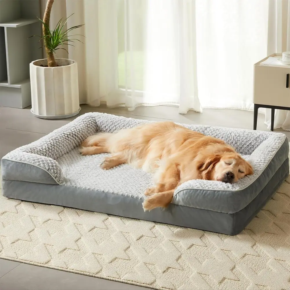 

Orthopedic 42x30 Inch XL Dog Bed with Removable Waterproof Cover and Anti-Slip Base, Grey