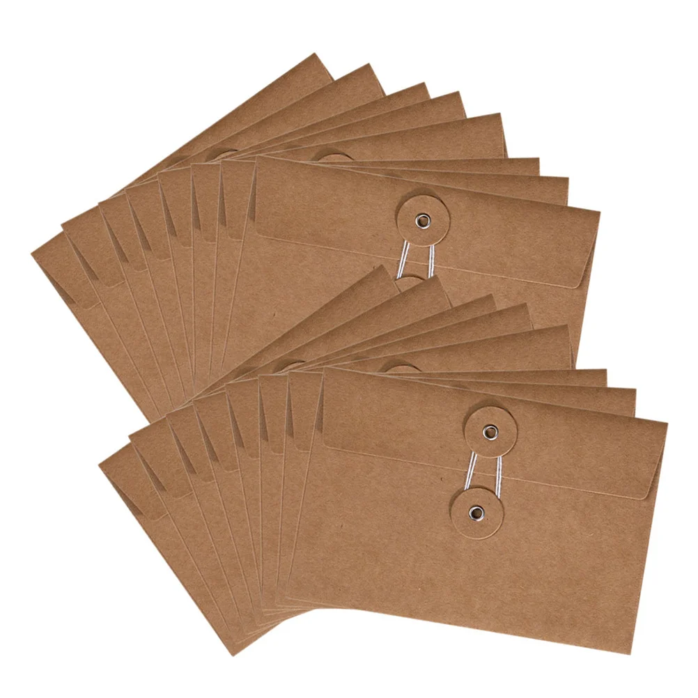 24 stücke Kraft Umschläge Blank Büro Schreibwaren Lagerung Beutel Für Brief Schreiben Datei Organisation Wicklung Seil Design Einfache