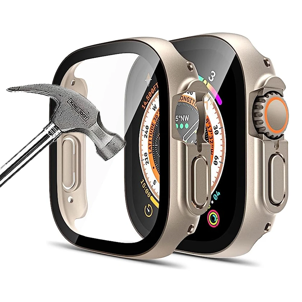 Чехол для Apple Watch Ultra 49 мм, защитная пленка для экрана, водонепроницаемый чехол с прямым краем, iWatch series 8 SE 7 4, 44 мм, 40 мм, 45 мм, 41 мм