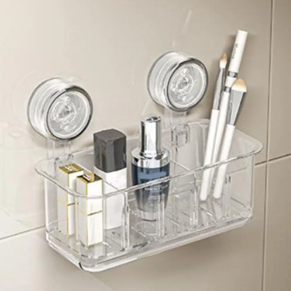 Plastic Suction Cup Sink Storage Rack Wall Hanging Large Capacity Sink Storage Drain Box Punch-free with Drain Tray