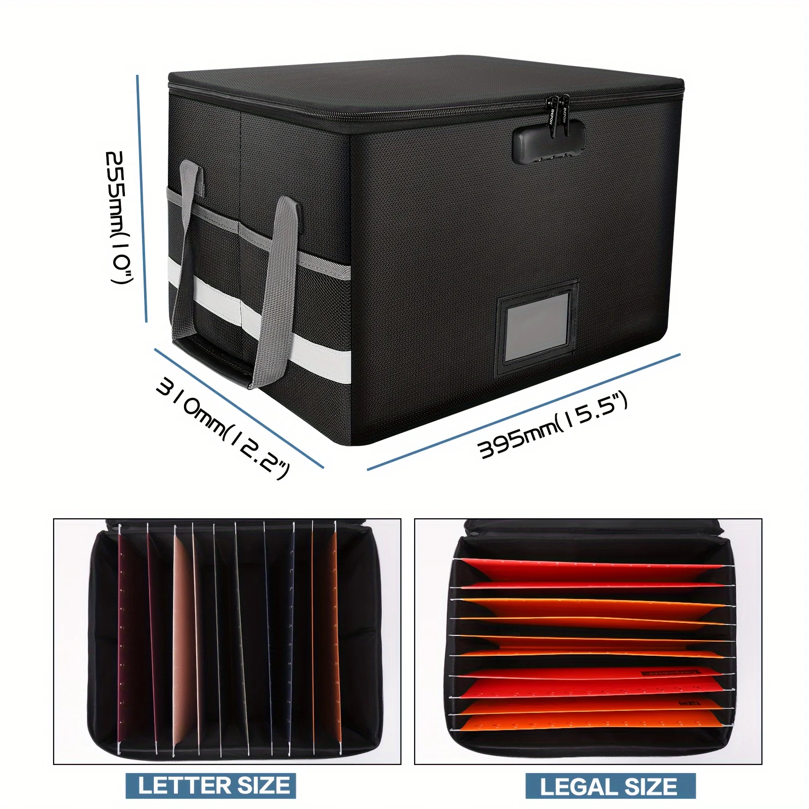 Foldable storage box Large capacity fireproof storage box with combination lock Valuables storage box