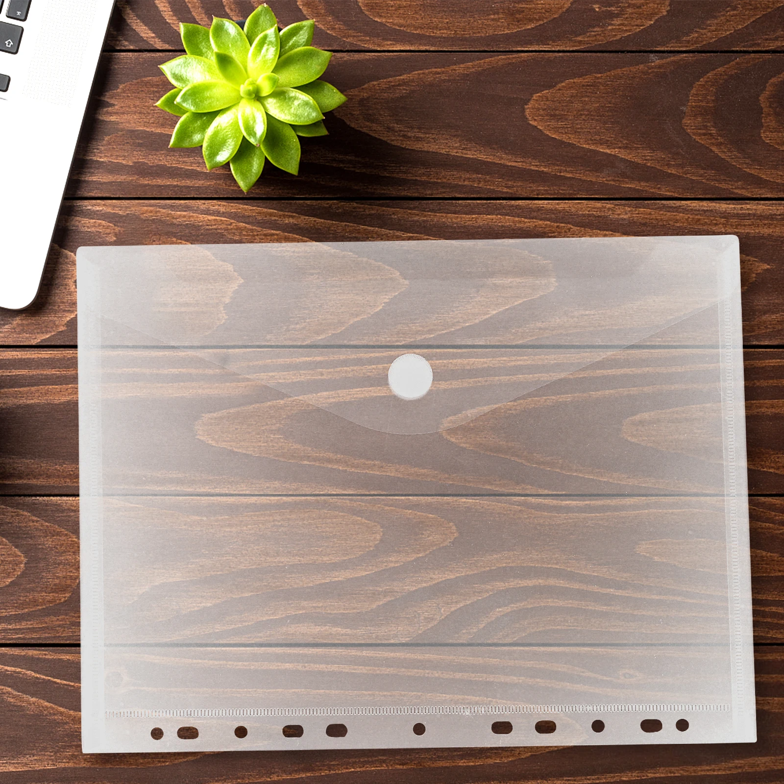 

4pcs Sticker Button File Pocket Transparent Document Folder PP Storage Bag Office Stationery Clear Lightweight Receipts