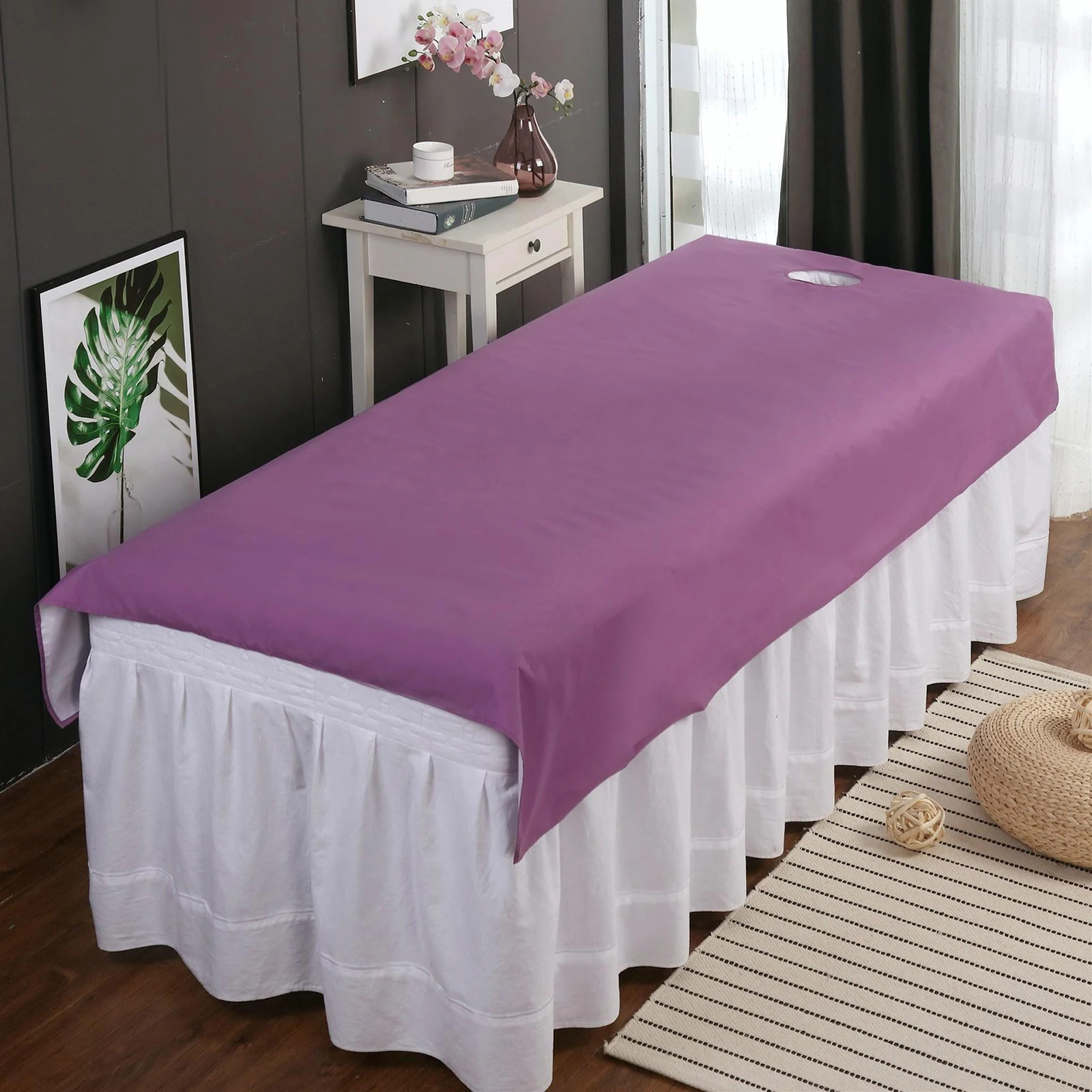 Sábana impermeable para salón de belleza, cubierta de cama de masaje, tratamiento de Spa, mantel ligero con orificio para respiración facial, 120cm