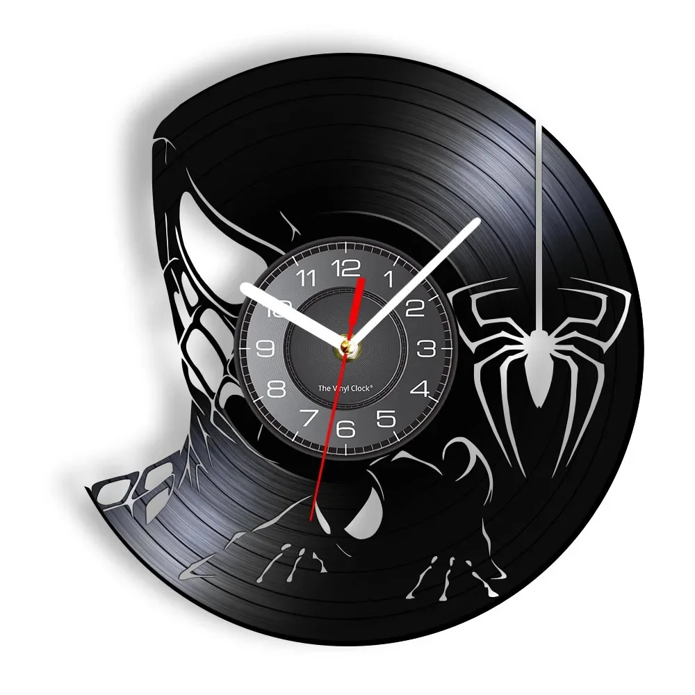 Spiderman Vinyl Record Wall Clock for Kids Room Spider Superhero Homecoming Silent Non Ticking Quartz Clock Home Decor Watch