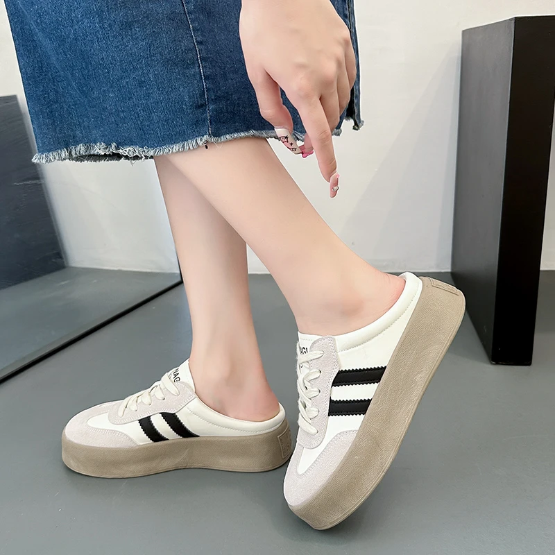 Fashion Women\'s Sneakers Spring Autumn New Casual Comfortable Flat with Lace-up Round Head Shoes for Women Zapatos Mujer