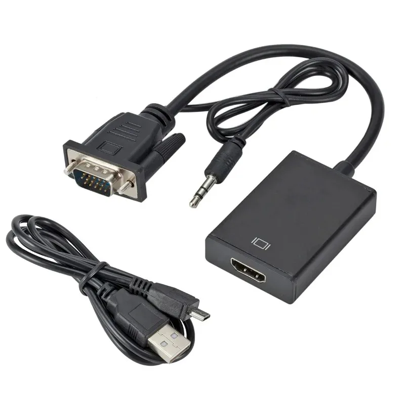 Full HD 1080P VGA to HDMI-compatible Converter Adapter Cable With Audio Output VGA HD Adapter for PC laptop to HDTV Projector