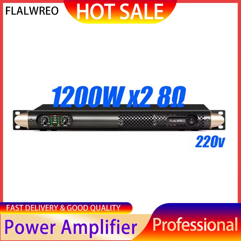 

FLALWREO KS2500 Power Amplifier 2Channel 8 Ohm 1200W Audio Amplifier Digital Amplifier Audio DJ Stage Performance