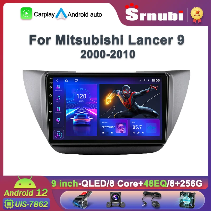 Srnubi Android 12.0 Car Radio for Mitsubishi Lancer 9 2000-2010 Multimedia Video Player 2Din 4G Navigation Carplay DVD Head Unit