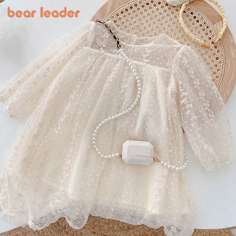 Bear Leader Lace Baby Girls Dress Long Sleeve Dresses Summer Weddings Kids Birthday Party Princess Dress Children Tulle Vestidos