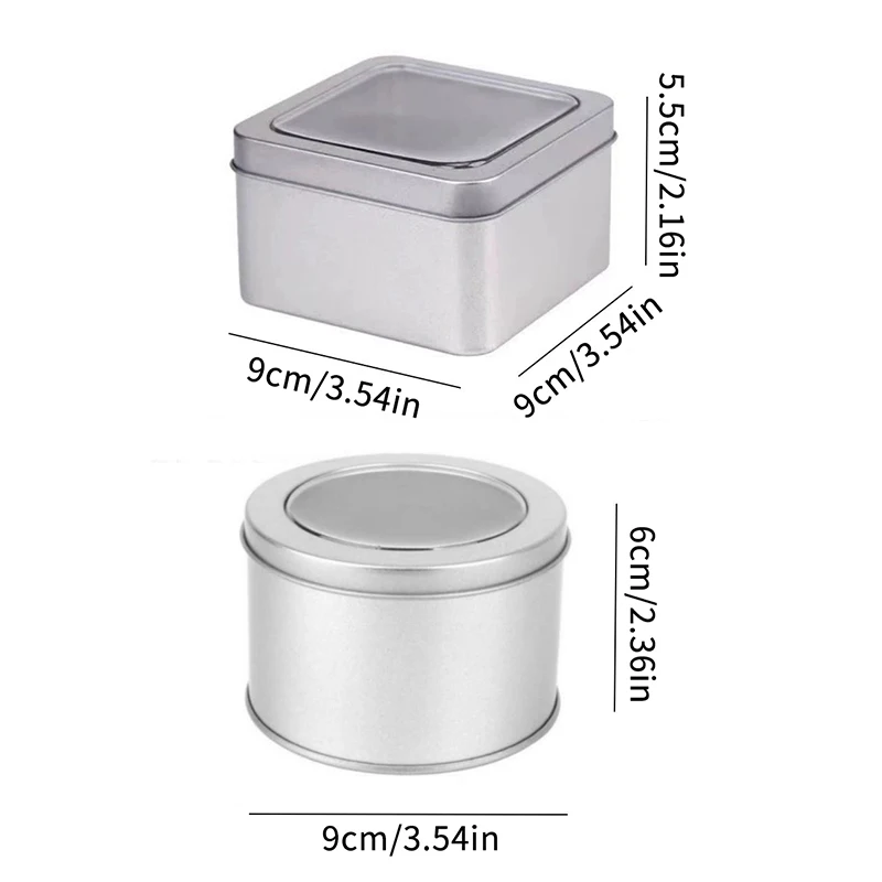 

Clear Window round Square Tinplate Iron Storage Box - Tea/Candy/Cake Jar - Jewelry/Cream/Cosmetic Empty Pot for Food & Gourmet