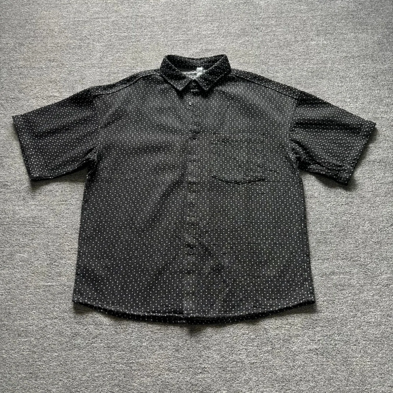 Summer new polka-dot short-sleeved shirt men's Korean style loose heavyweight high-end casual top