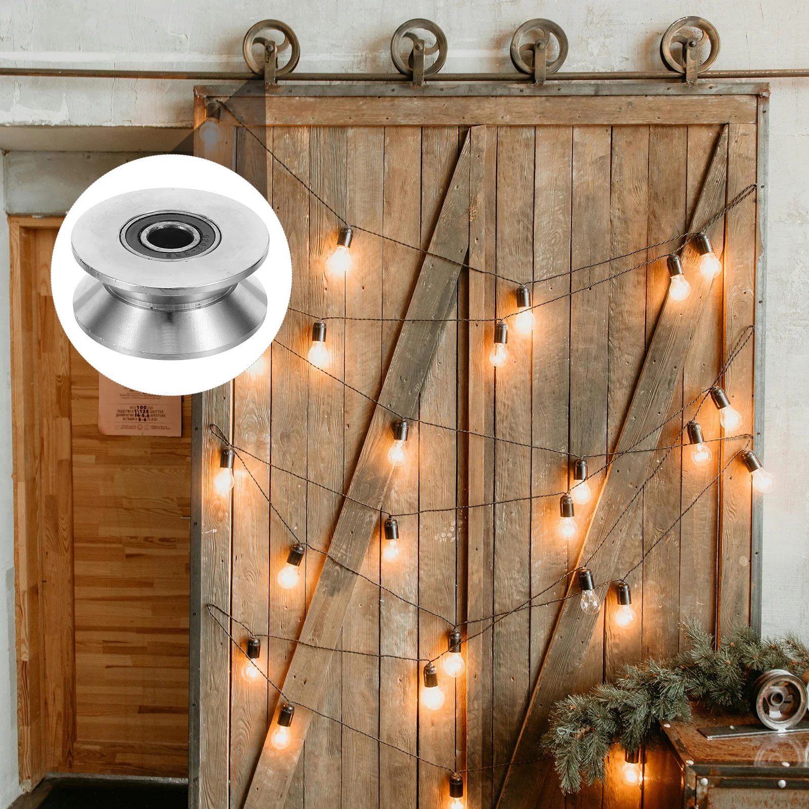 

Stainless Steel Barn Door Guide Wheel Heavy Duty Sliding Door Pulley Metal Track Roller U Groove Design For Garage
