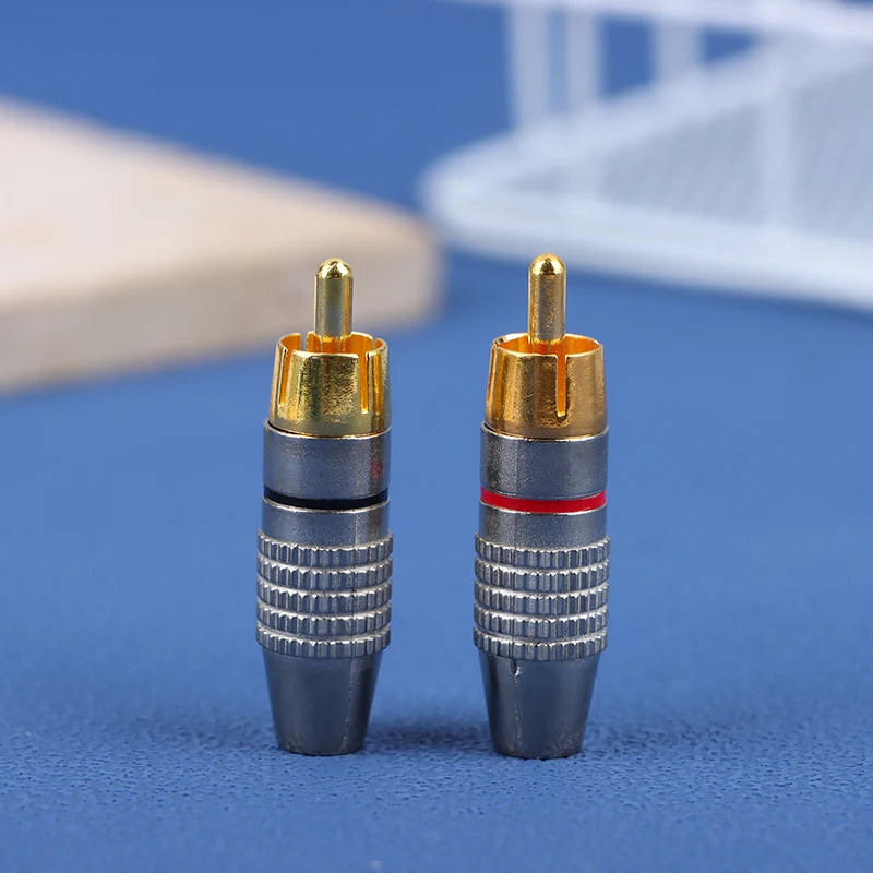2 Pcs RCA Male Plug Connector Non Solder AV Audio Video Locking Cable Plug Adapter Solderness For Video CCTV Camera Security