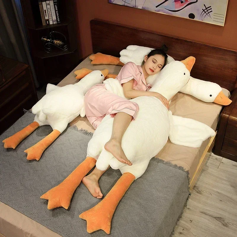 Cute Huge Goose Side Sleep Body Pillow 50-160cm Stuffed Animal Sleeping Pillow Classmate Girlfriend Birthday Gift Festival Gifts