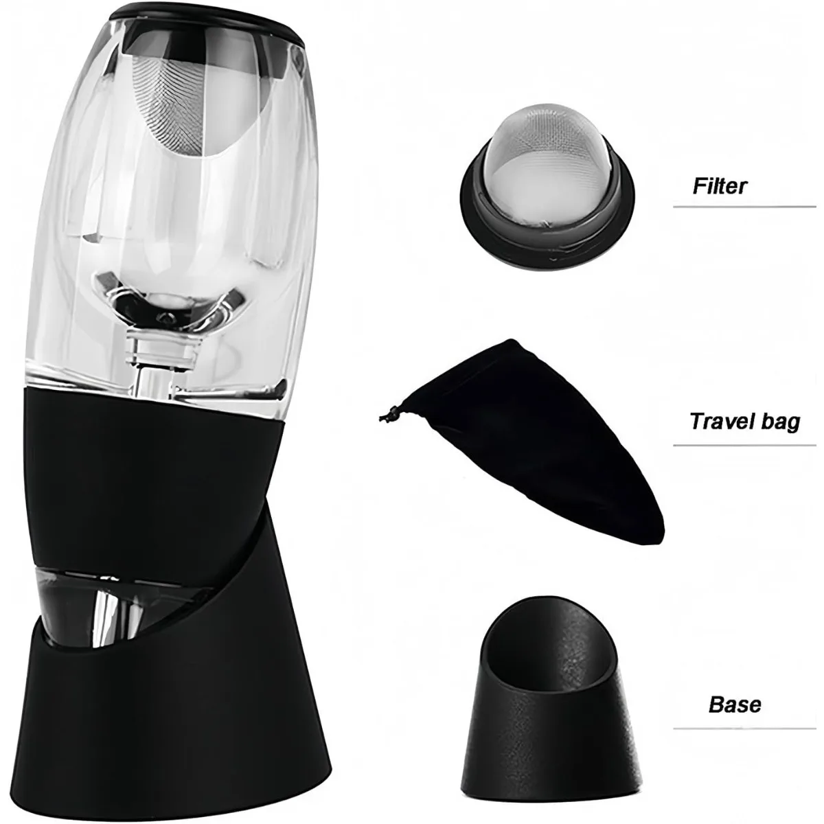 Decanter with Strainer and Base Best for Quick Wine Oxidation Enhance Flavor Smoother Wine Bar Tools Party Home Use Set