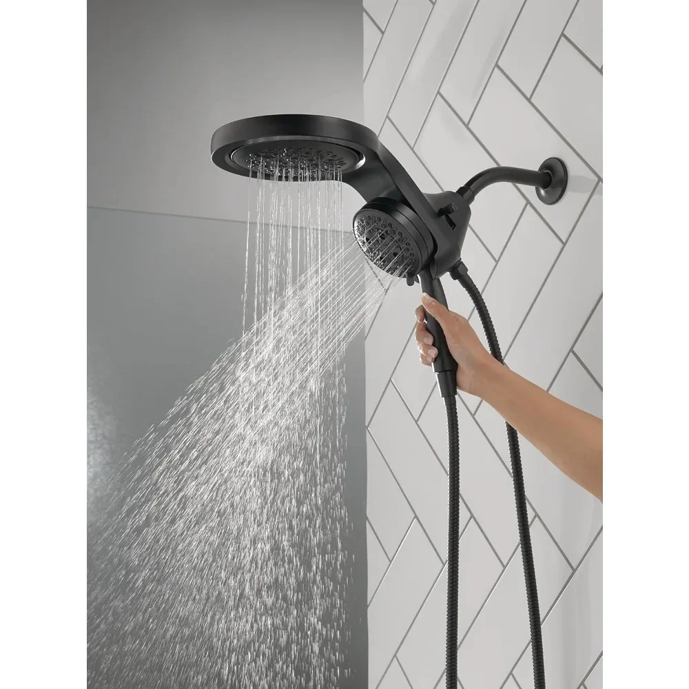 

HydroRain H2Okinetic Dual Shower Head with Handheld 5-Spray, Hose, Detachable Shower Head, 2.5 GPM Flow Rate, Matte Black