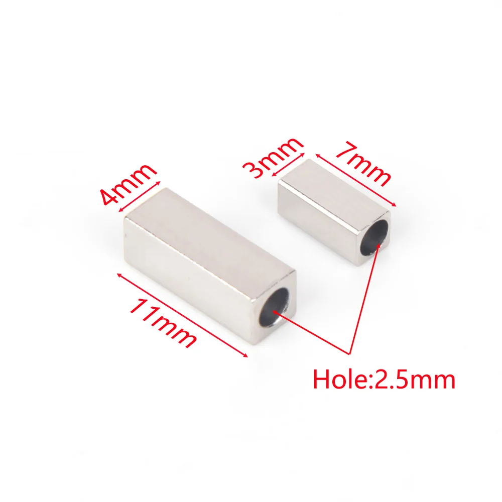 Xhn 30 stücke Edelstahl Quader quadratische Würfel Perlen Loch 2,5mm Abstand halter lose Perlen für Handarbeiten Armbänder Schmuck machen DIY – Detail 2