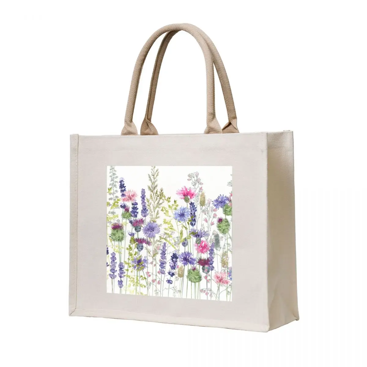 

Flower Meadow - Cornflowers, Thistles & Lavender Tote Bag university shopper bag Shopper handbag hand bags sac pour femme