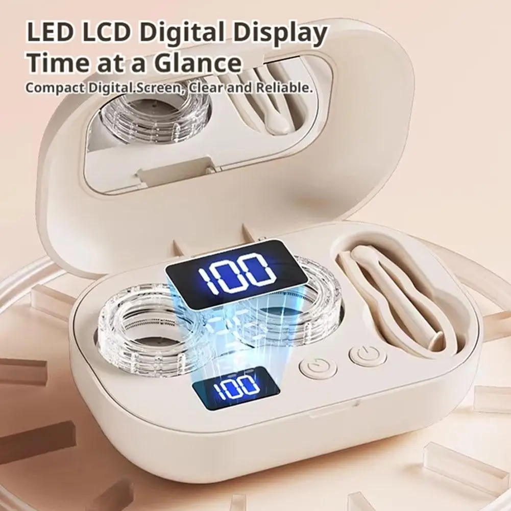 

Ultrasonic Electric Contact Lens Case Kit Portable Travel Organizer Home Daily Supplies for Sports Gym Running