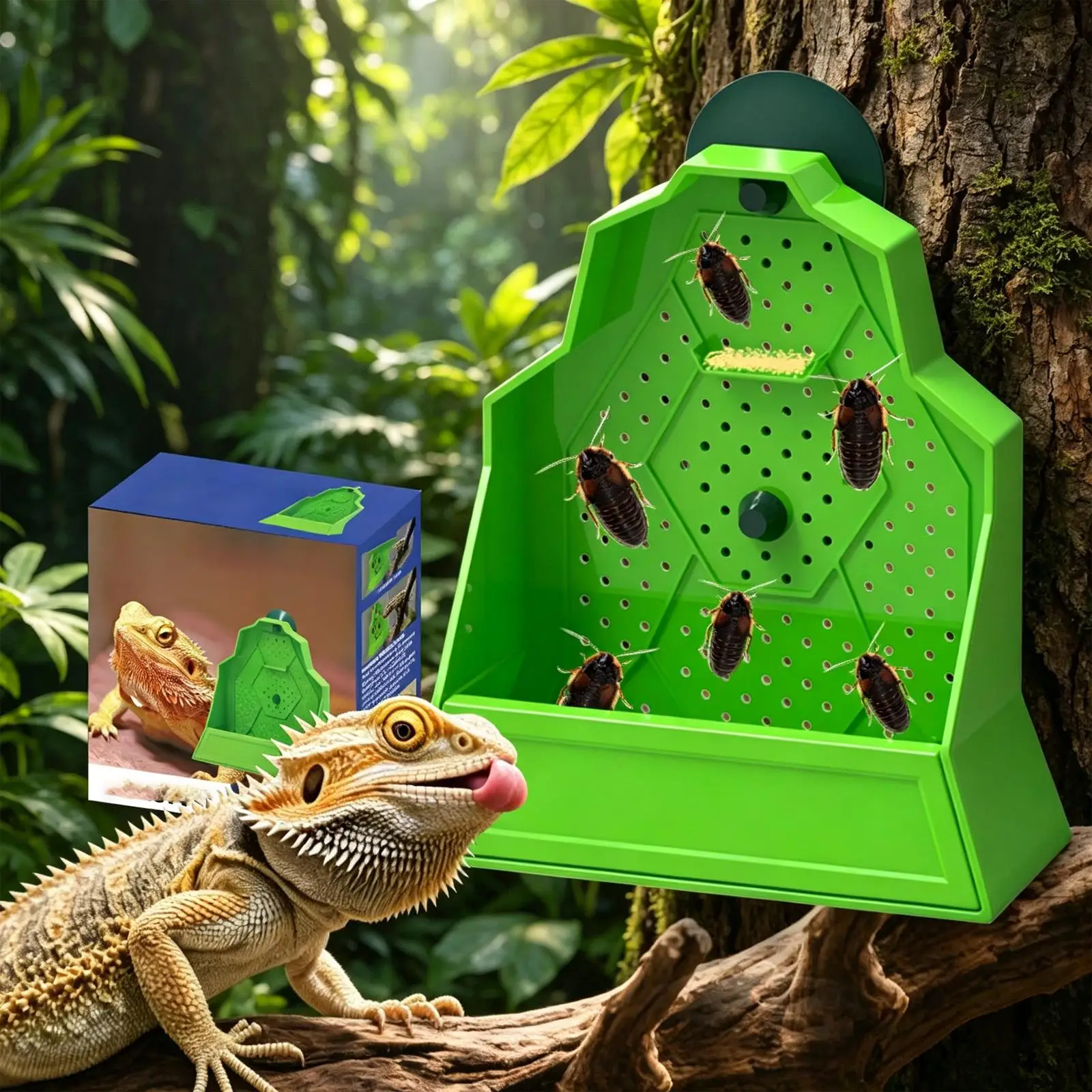 Reptiles Corner Feeder Feeding Dish Easy to Install Suction Cup Mounted Corner Feeder Box  Terrarium Feeding Dish Reptile Bowl
