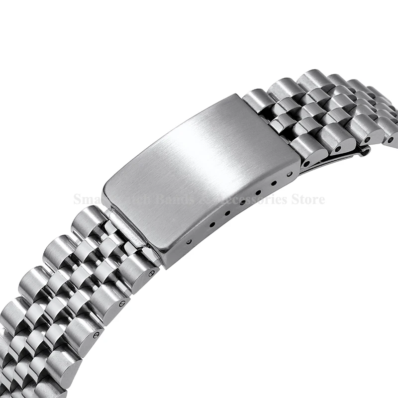 18mm 19mm 20mm 21mm Curved End Stainless Steel Strap for Rolex for Jubilee for Seiko Bracelet Solid Steel Strap Folding Buckle