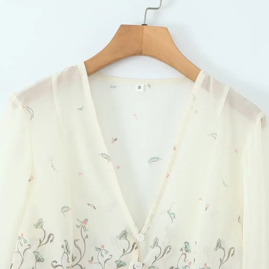 JNLEAOG automne nouveau femmes décontracté polyvalent imprimé irt coupe ample Polyester longue Sve filles irt européen Sle Faion