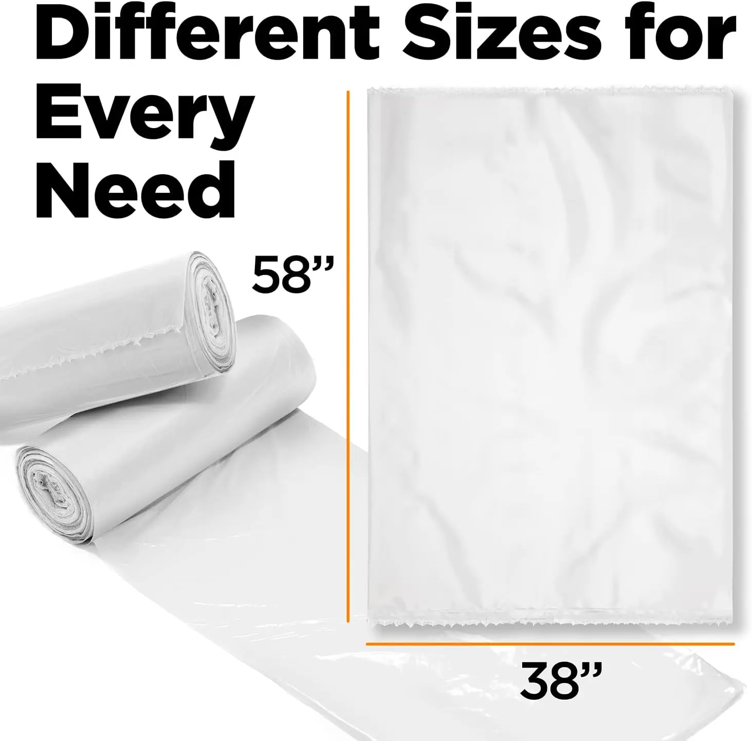 55 Gallon Trash Bags, Heavy-Duty 3 Mil Contractor Bags, Large 55-60 Gallon Trash Can Liner, Recycling, 38 x 58