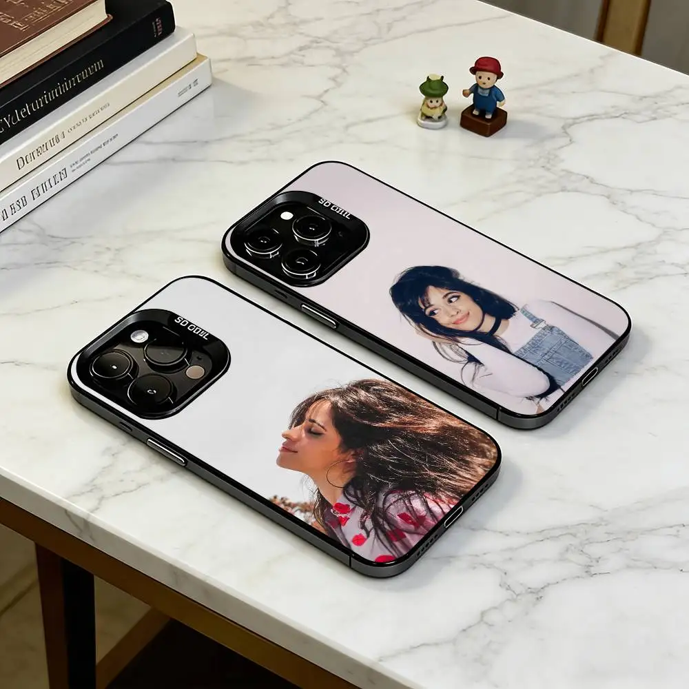 

C-Camila Cabello Phone Case For iPhone 17,16,15,14,13,12,11 Plus,Pro Max,XS,Colored Silver Plated Inside Cover