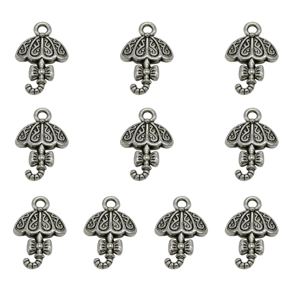 

50pcs Butterfly Knot Umbrella Pendant Alloy Silver Diy Charm For Necklace Bracelet Jewelry Making Keychain Scrapbooking
