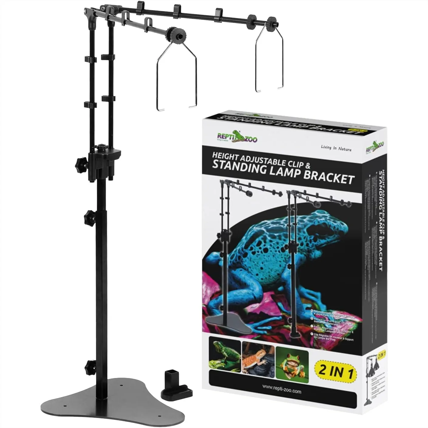 

Reptile Dual Lamp Stand Adjustable Light Holder Bracket for Glass Terrarium Heating Light Amphibians Cage