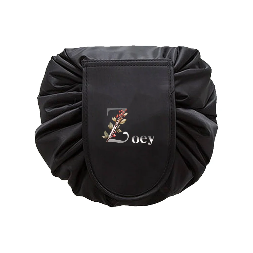 Customized Name Women's Drawstring Travel Makeup Bag Storage Bag Alphabet Printing Storage Bag Foldable Toiletries Handbag