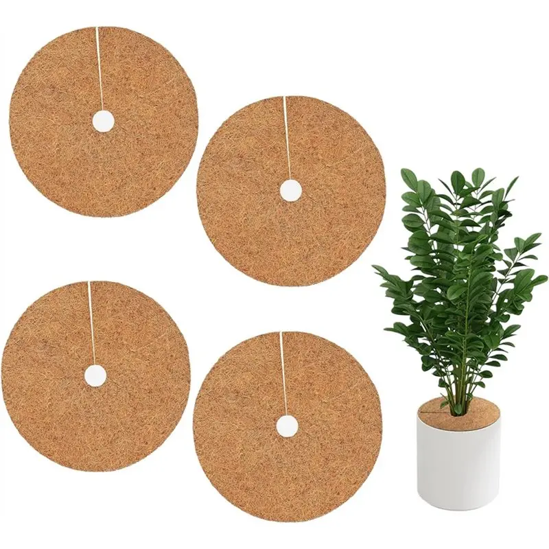 【ORNAMENT】Coconut Fiber Mulch Ring 15.7 Inch 4 Pack- For Moisture Retention, Indoor Outdoor Tree Trellises And Landscapes